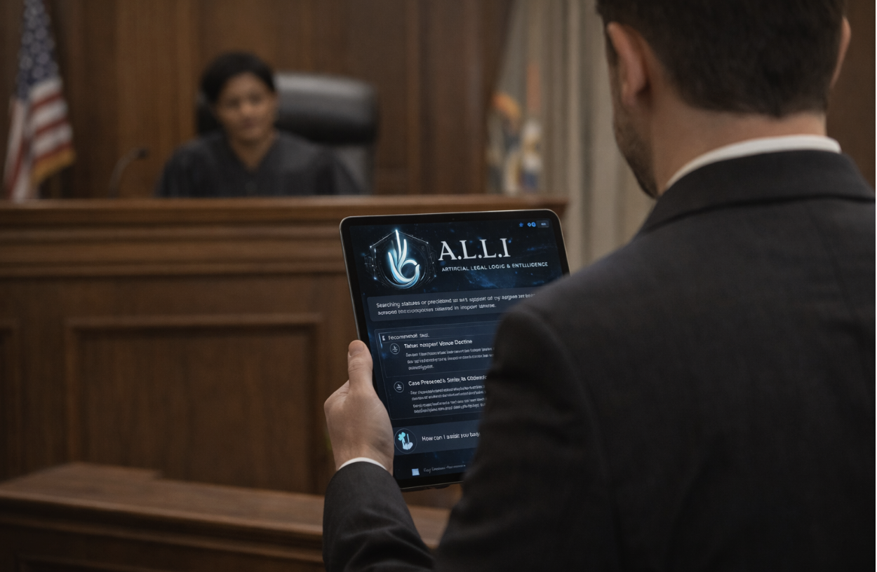 ALLI - Person using smartphone in immigration hearing